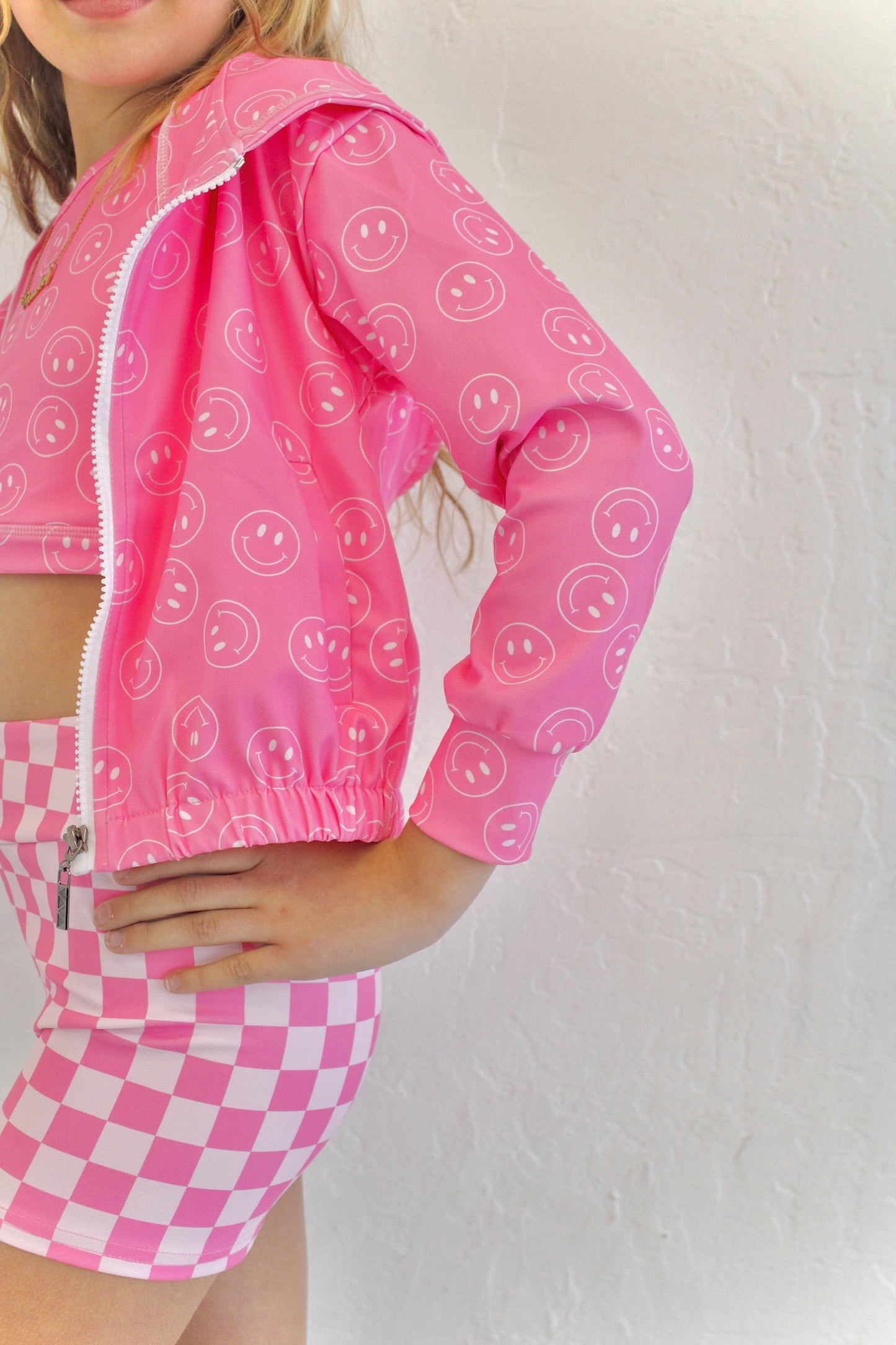 Jolie en mouvement - veste à carreaux vichy rose bonbon (veste seulement)