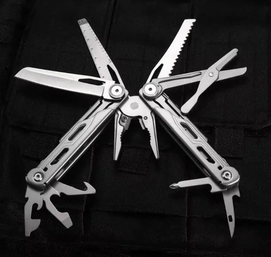 16-in-1 Stainless Steel EDC Multitool Pliers, 440 Steel Camping Multi Tool Knife, Pocket Survival Tool, Bushcraft Gear