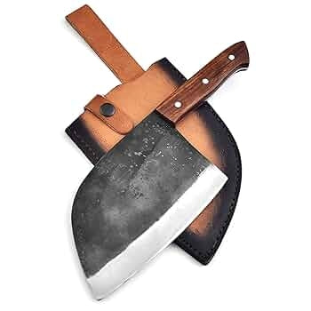 11,5" sibirisches Hackmesser – 1095 Kohlenstoffstahl, Palisandergriff, Lederscheide