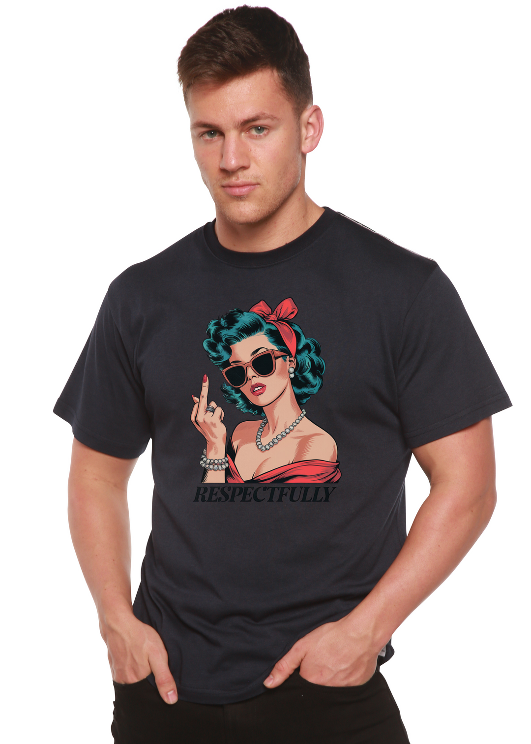 Respektvoller Mittelfinger Unisex Bambus/Baumwolle Grafik T-Shirt