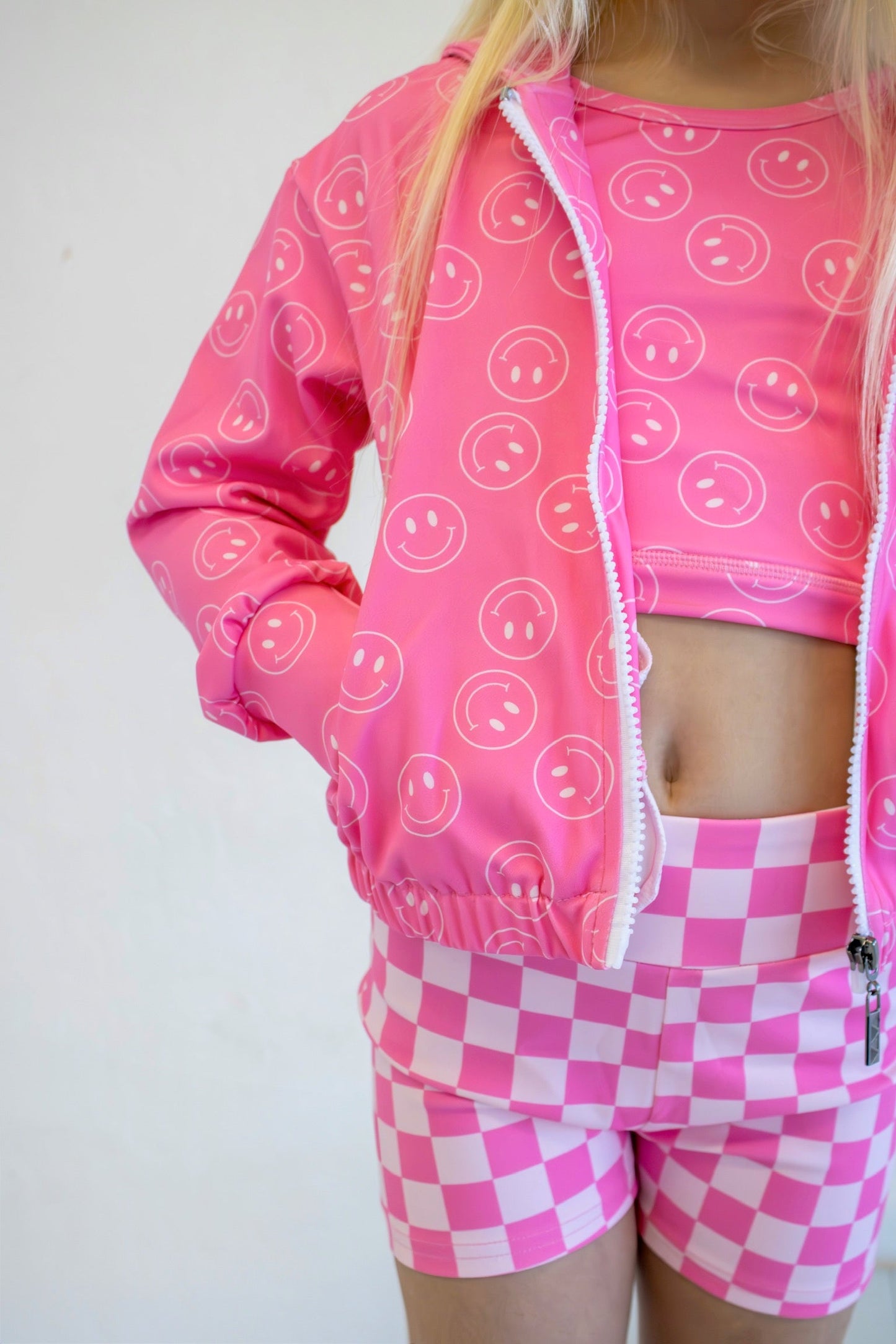Jolie en mouvement - veste à carreaux vichy rose bonbon (veste seulement)