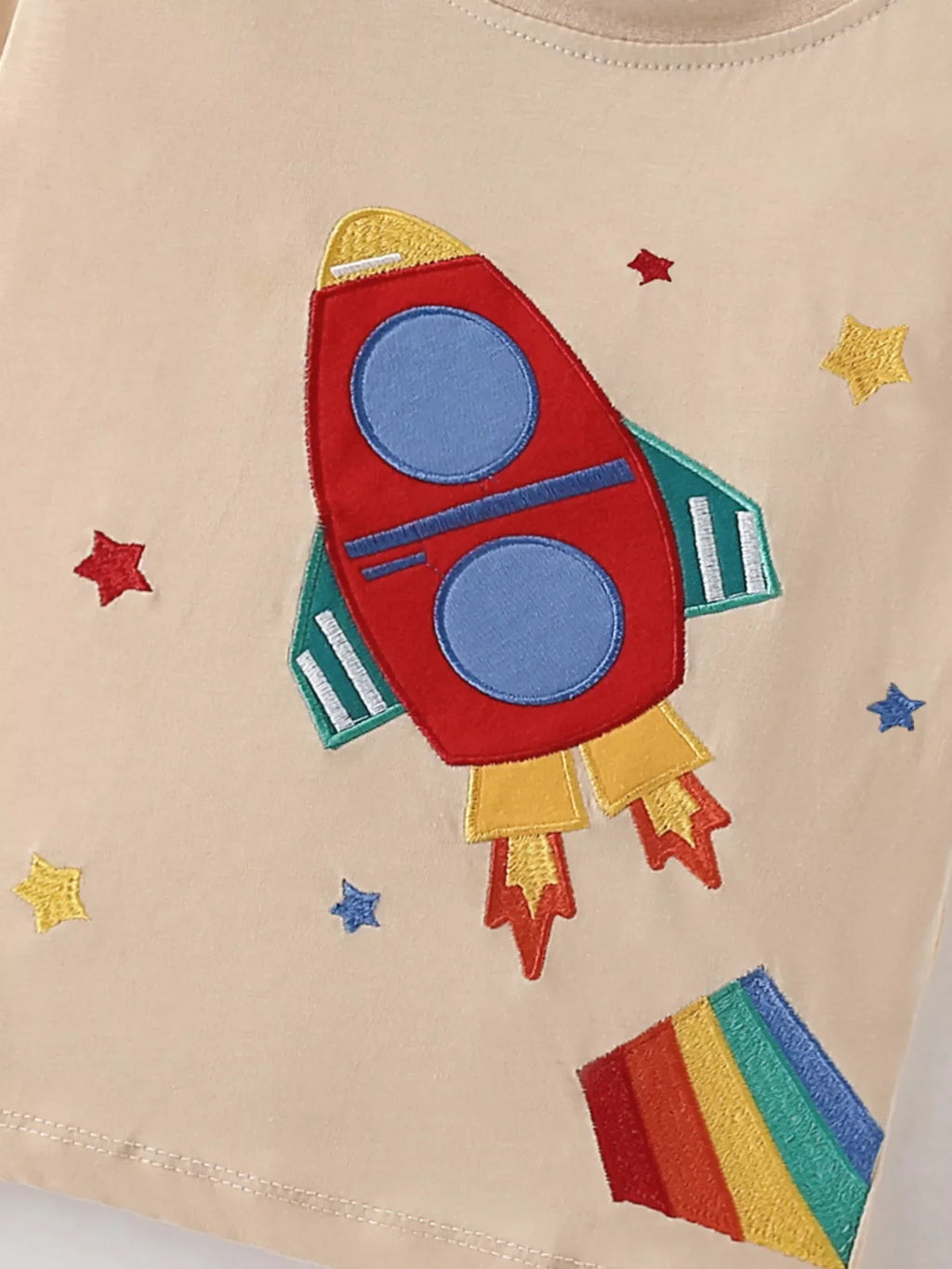 Children's Rocket Embroidered Short Sleeve T-Shirt