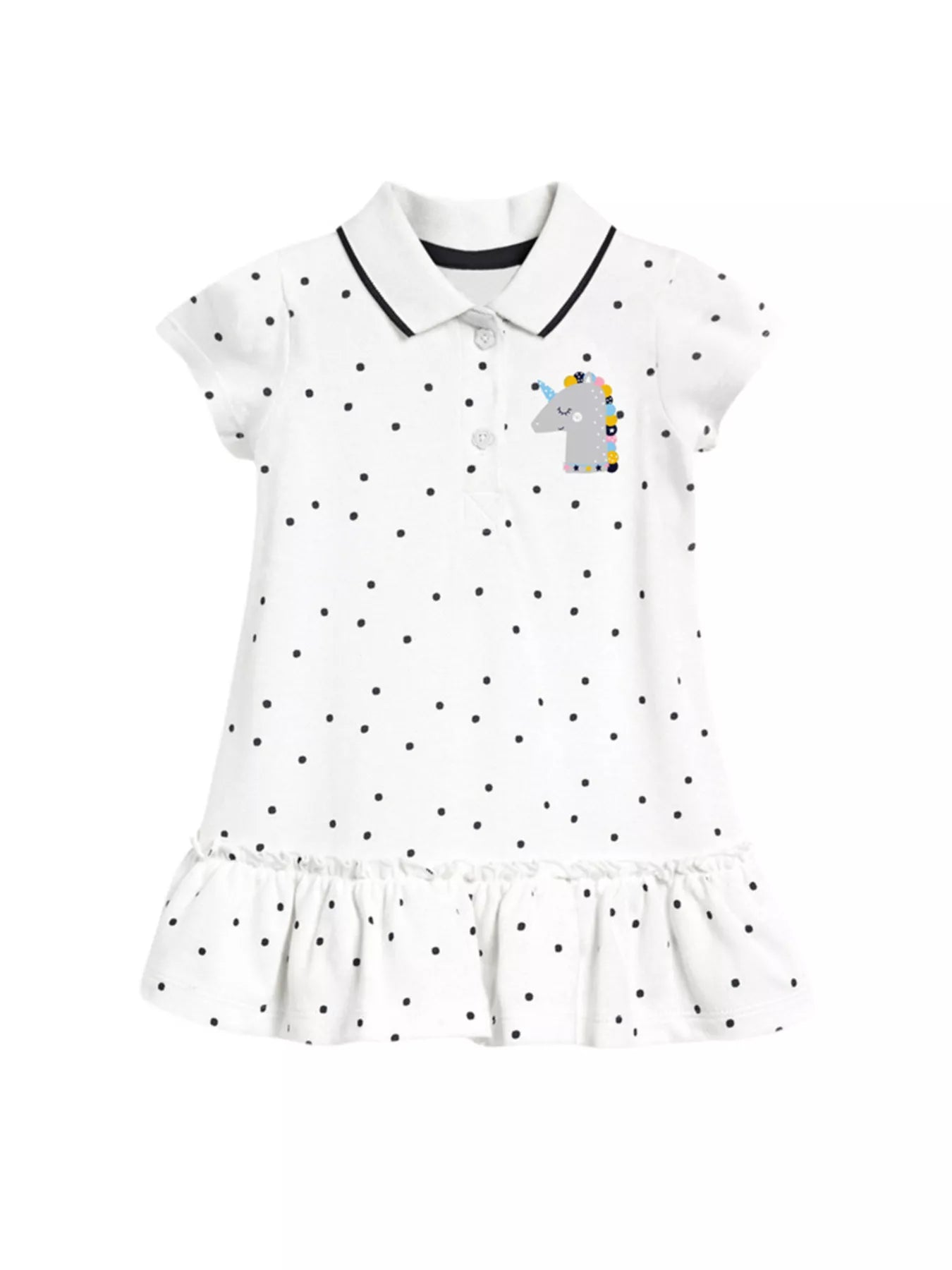 Children's Polka Dot Ruffle Hem Polo Dress