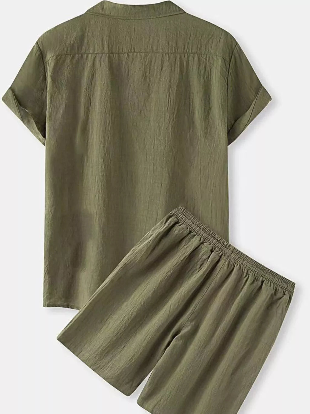 Men's Full Size Button Up Short Sleeve Shirt and Shorts Set Plus Size