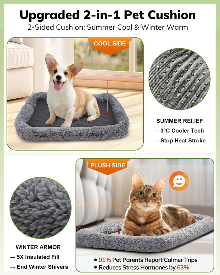 Cat Carrier - Cat Carrier Soft for Medium or Large Cats up to 20Lbs, with Dual-Sided Cushion, Secure Buckle and Foldable Bowl, Dog Carriers for Small Dogs - Pet Carrier (Dark Gray)