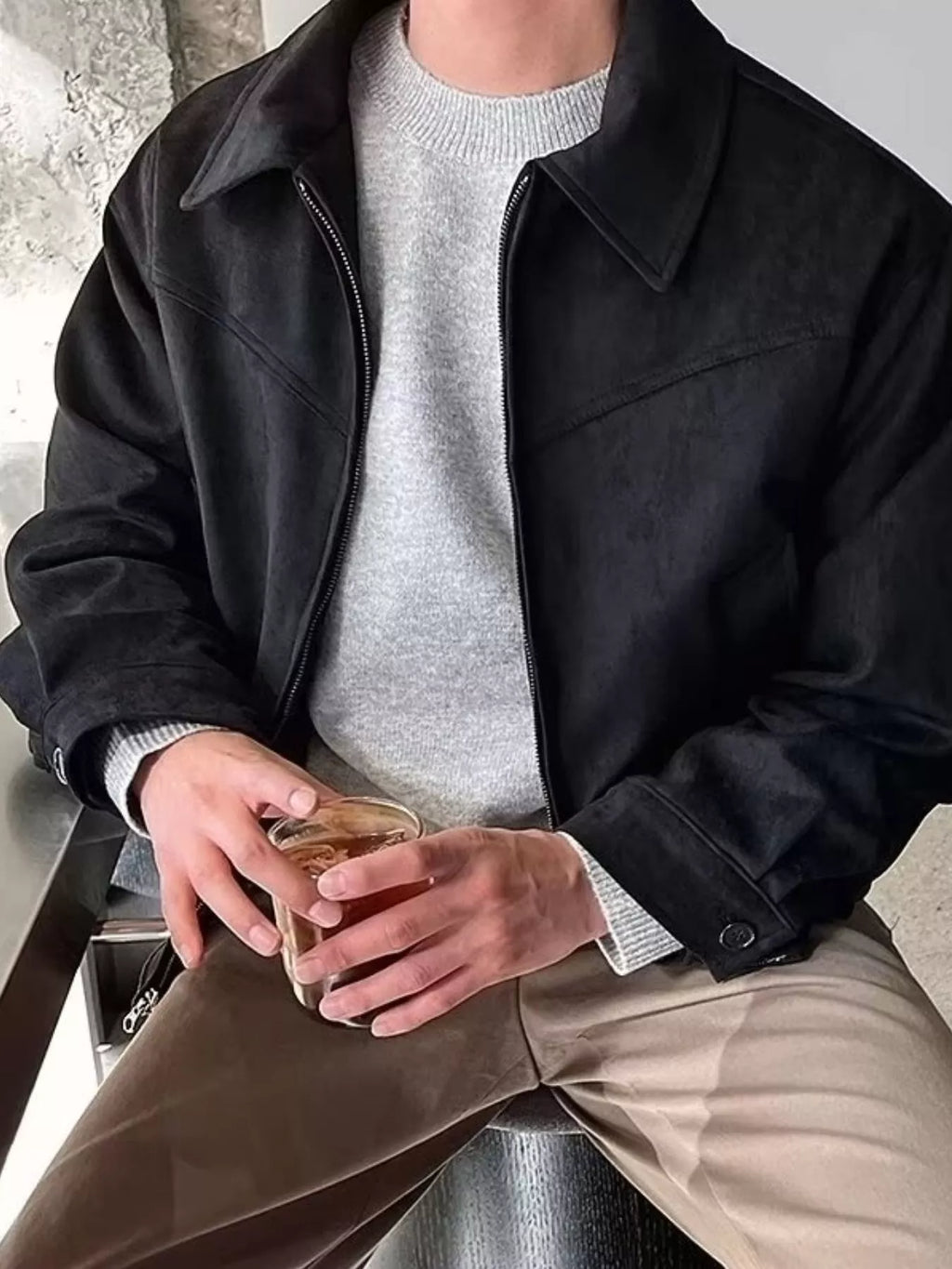 Men's Plus Size Zip Up Casual Jacket