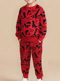 Children's Dinosaur Print Long Sleeve Sweatshirt & Pants Set