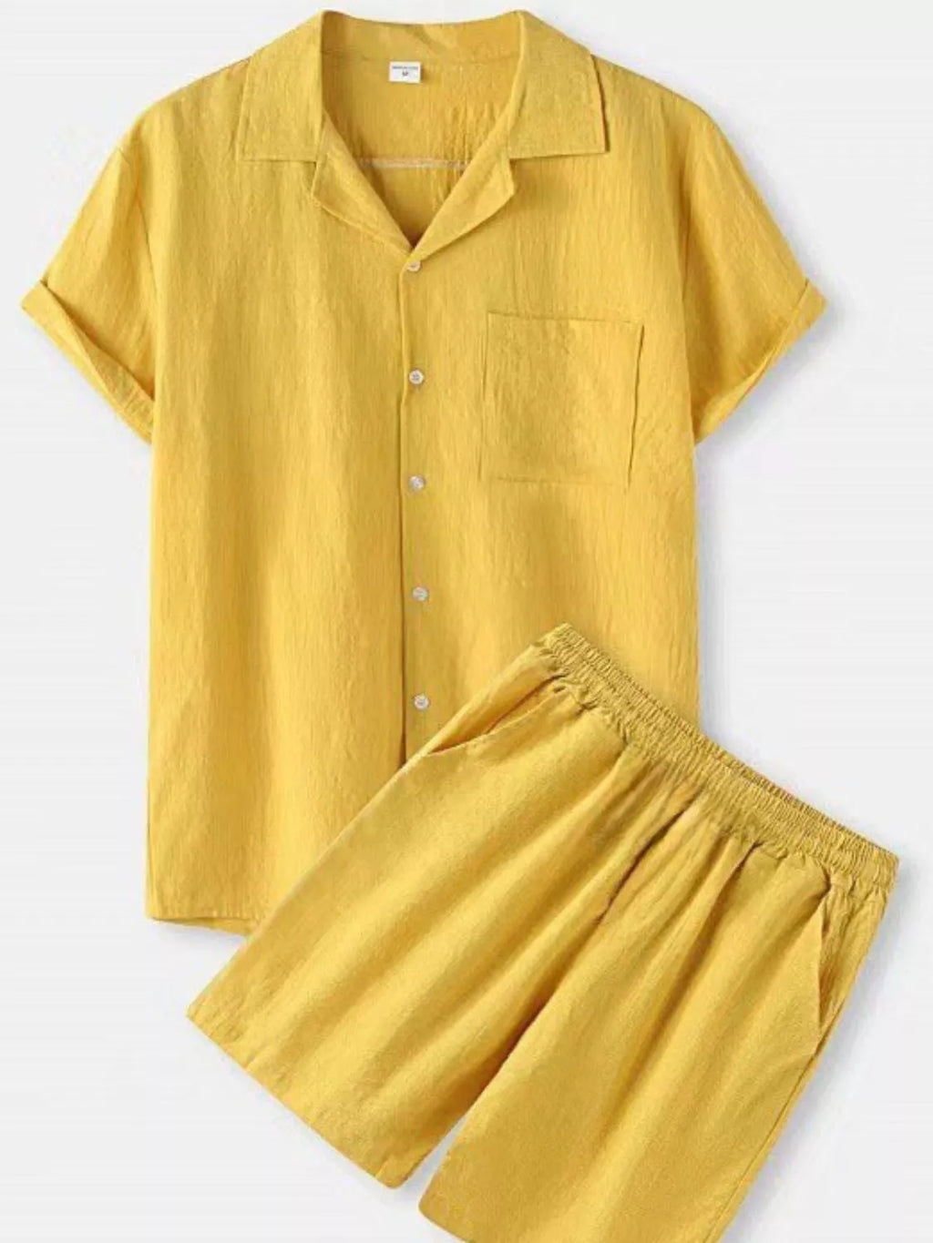 Men's Full Size Button Up Short Sleeve Shirt and Shorts Set Plus Size