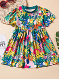 Children's Printed Short Sleeve Dress