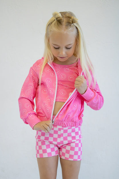 Jolie en mouvement - veste à carreaux vichy rose bonbon (veste seulement)