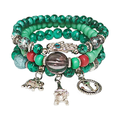 Natural Stone Hamsa Ball Bracelet BR2221-4 (12PC)