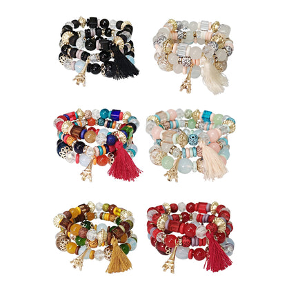 Bracelet perles breloque Tour Eiffel BR2521-45 (12 PIÈCES)