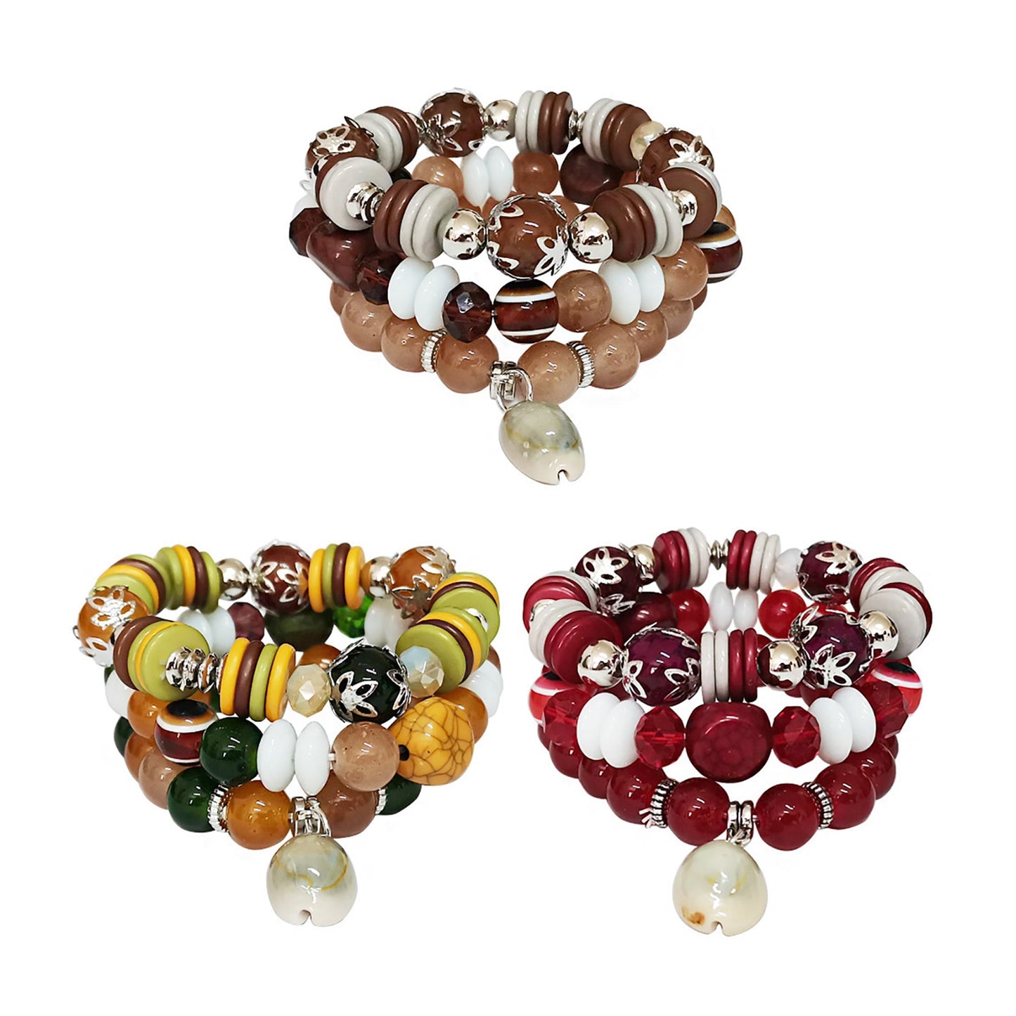 Bracelet de Charme Coquille en Pierre Naturelle BR2521-76 (12 pièces)