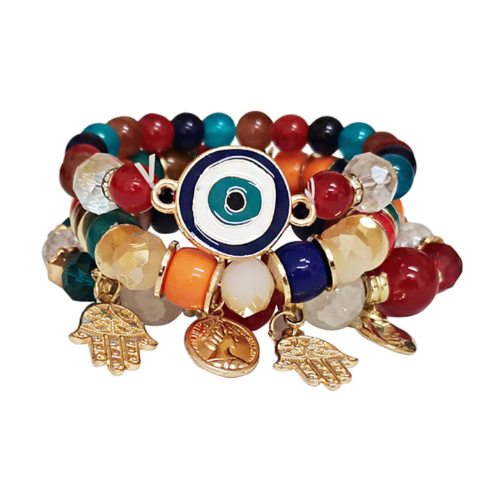 Hamsa- und Böser-Blick-Anhänger-Kugelarmband BR2521-54 (12 Stk.)