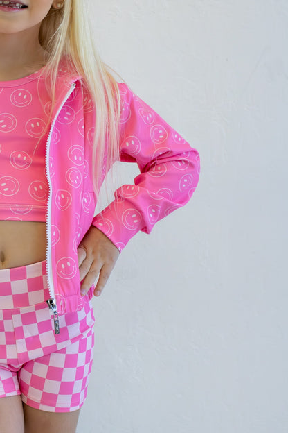 Jolie en mouvement - veste à carreaux vichy rose bonbon (veste seulement)