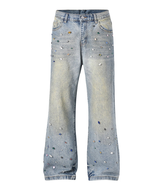 BLAU GEFÄRBTES EDELSTEIN-DENIM