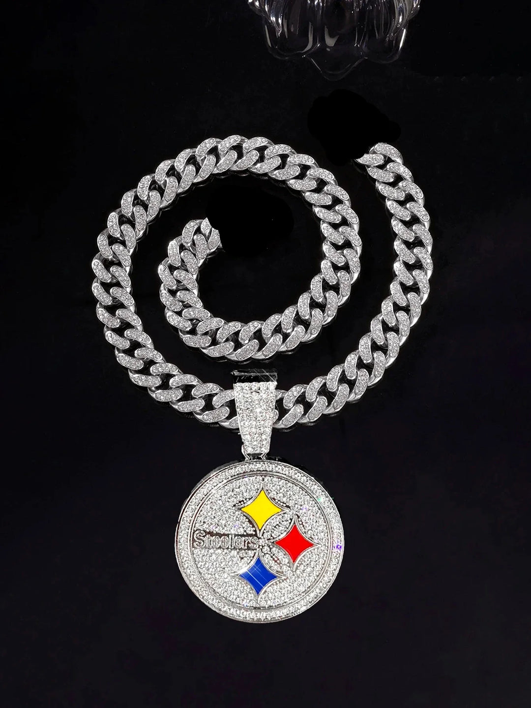 Sport-LOGO-Anhänger Halskette mit Iced Out Cuban Chains für Fußballfans