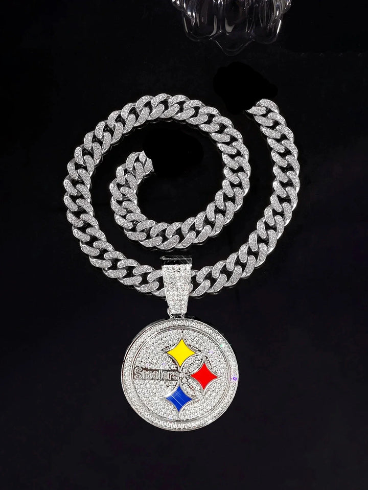 Sport-LOGO-Anhänger Halskette mit Iced Out Cuban Chains für Fußballfans
