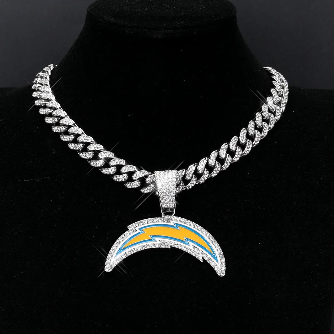 Sport-LOGO-Anhänger Halskette mit Iced Out Cuban Chains für Fußballfans