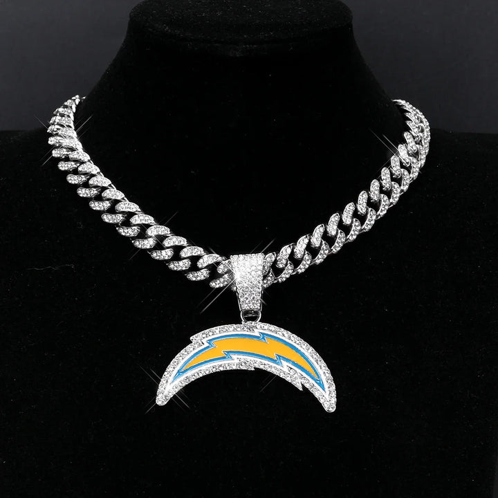 Sport-LOGO-Anhänger Halskette mit Iced Out Cuban Chains für Fußballfans