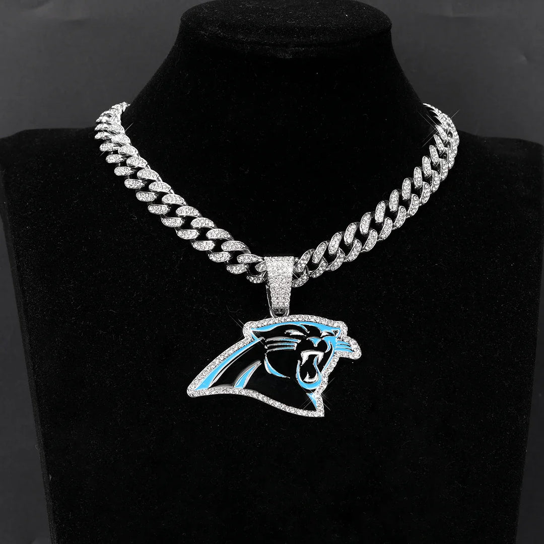 Sport-LOGO-Anhänger Halskette mit Iced Out Cuban Chains für Fußballfans