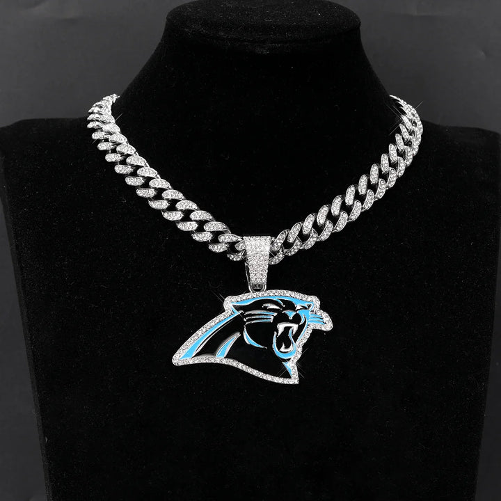Sport-LOGO-Anhänger Halskette mit Iced Out Cuban Chains für Fußballfans
