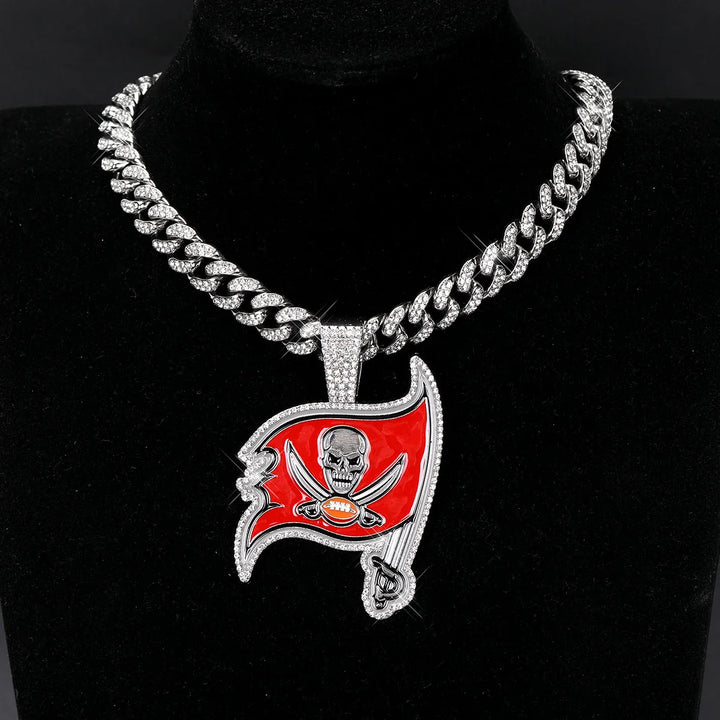 Sport-LOGO-Anhänger Halskette mit Iced Out Cuban Chains für Fußballfans
