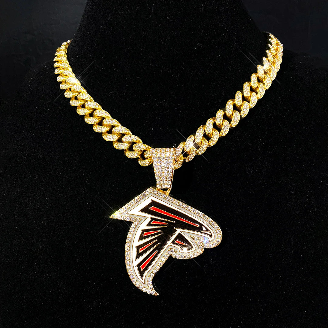 Sport-LOGO-Anhänger Halskette mit Iced Out Cuban Chains für Fußballfans