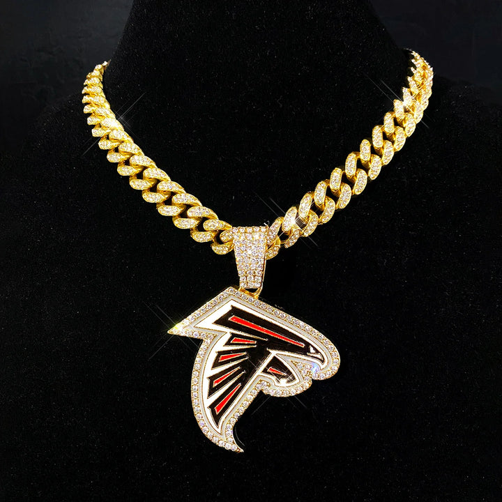 Sport-LOGO-Anhänger Halskette mit Iced Out Cuban Chains für Fußballfans