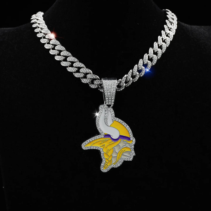 Sport-LOGO-Anhänger Halskette mit Iced Out Cuban Chains für Fußballfans