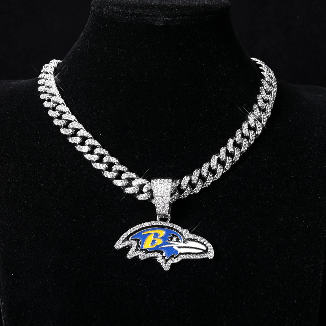 Sport-LOGO-Anhänger Halskette mit Iced Out Cuban Chains für Fußballfans