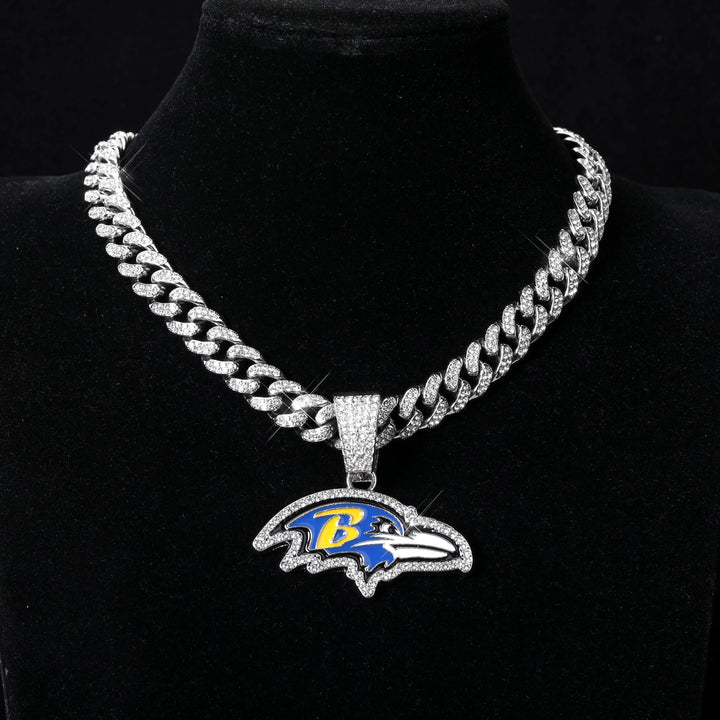 Sport-LOGO-Anhänger Halskette mit Iced Out Cuban Chains für Fußballfans