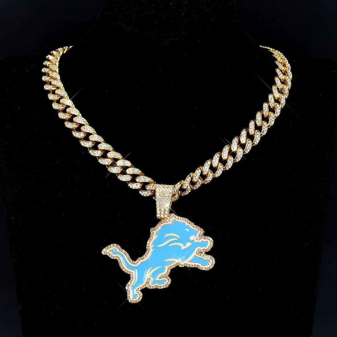 Sport-LOGO-Anhänger Halskette mit Iced Out Cuban Chains für Fußballfans