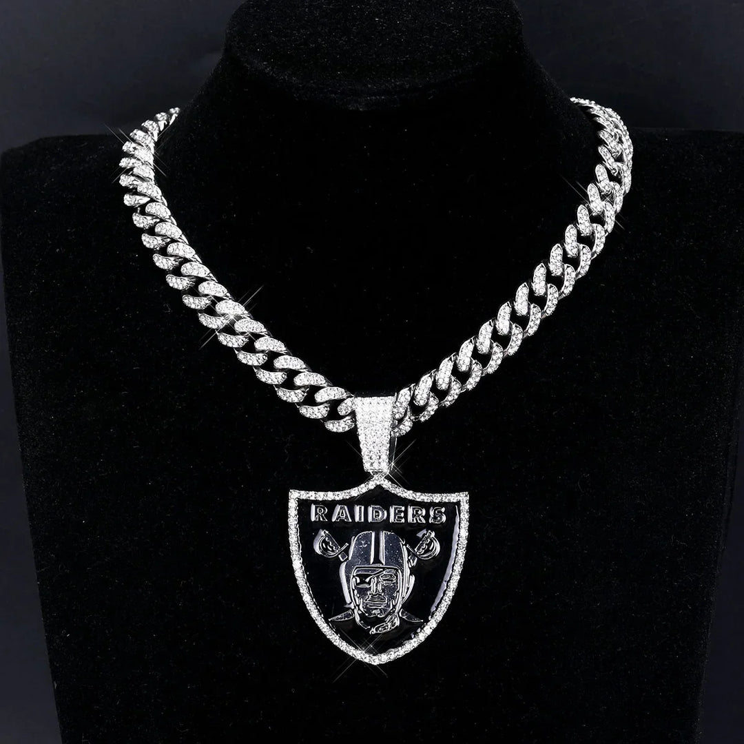 Sport-LOGO-Anhänger Halskette mit Iced Out Cuban Chains für Fußballfans