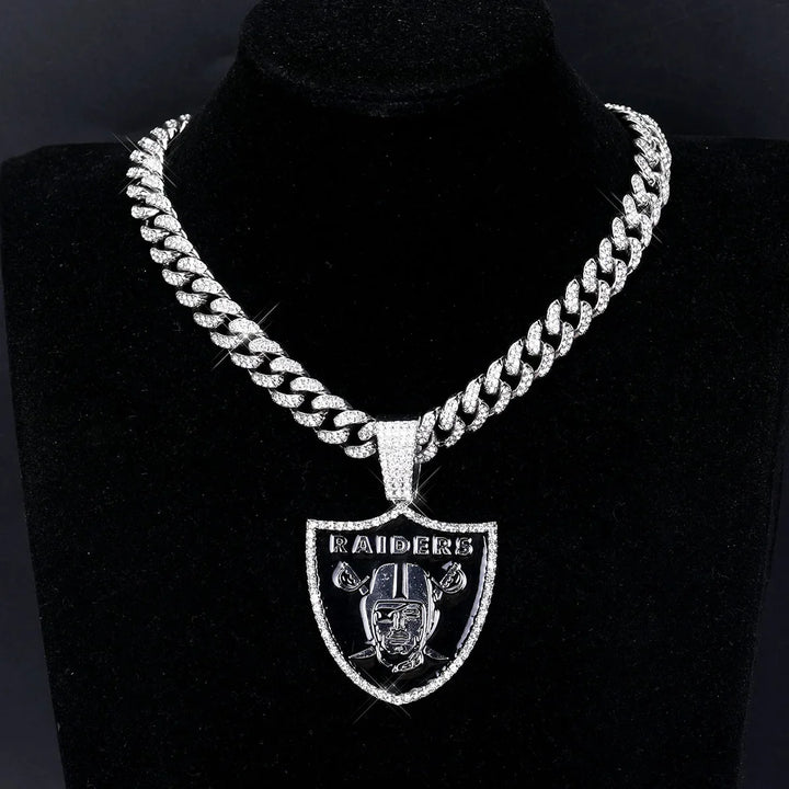 Sport-LOGO-Anhänger Halskette mit Iced Out Cuban Chains für Fußballfans