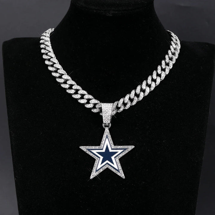 Sport-LOGO-Anhänger Halskette mit Iced Out Cuban Chains für Fußballfans