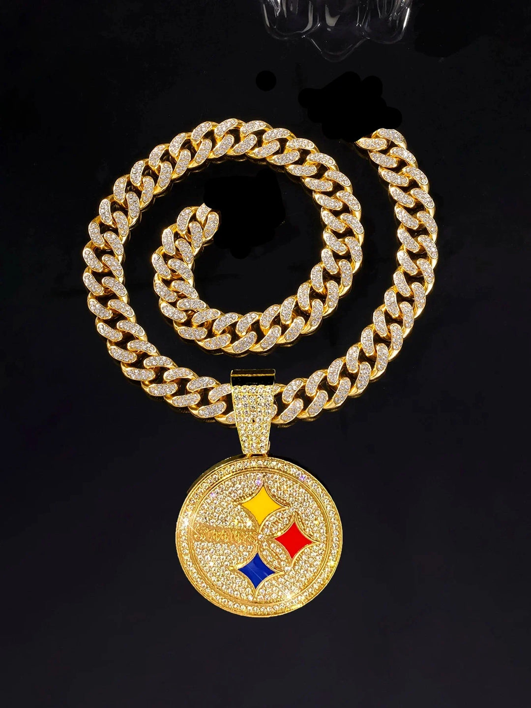 Sport-LOGO-Anhänger Halskette mit Iced Out Cuban Chains für Fußballfans