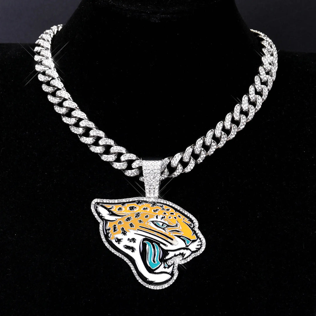 Sport-LOGO-Anhänger Halskette mit Iced Out Cuban Chains für Fußballfans