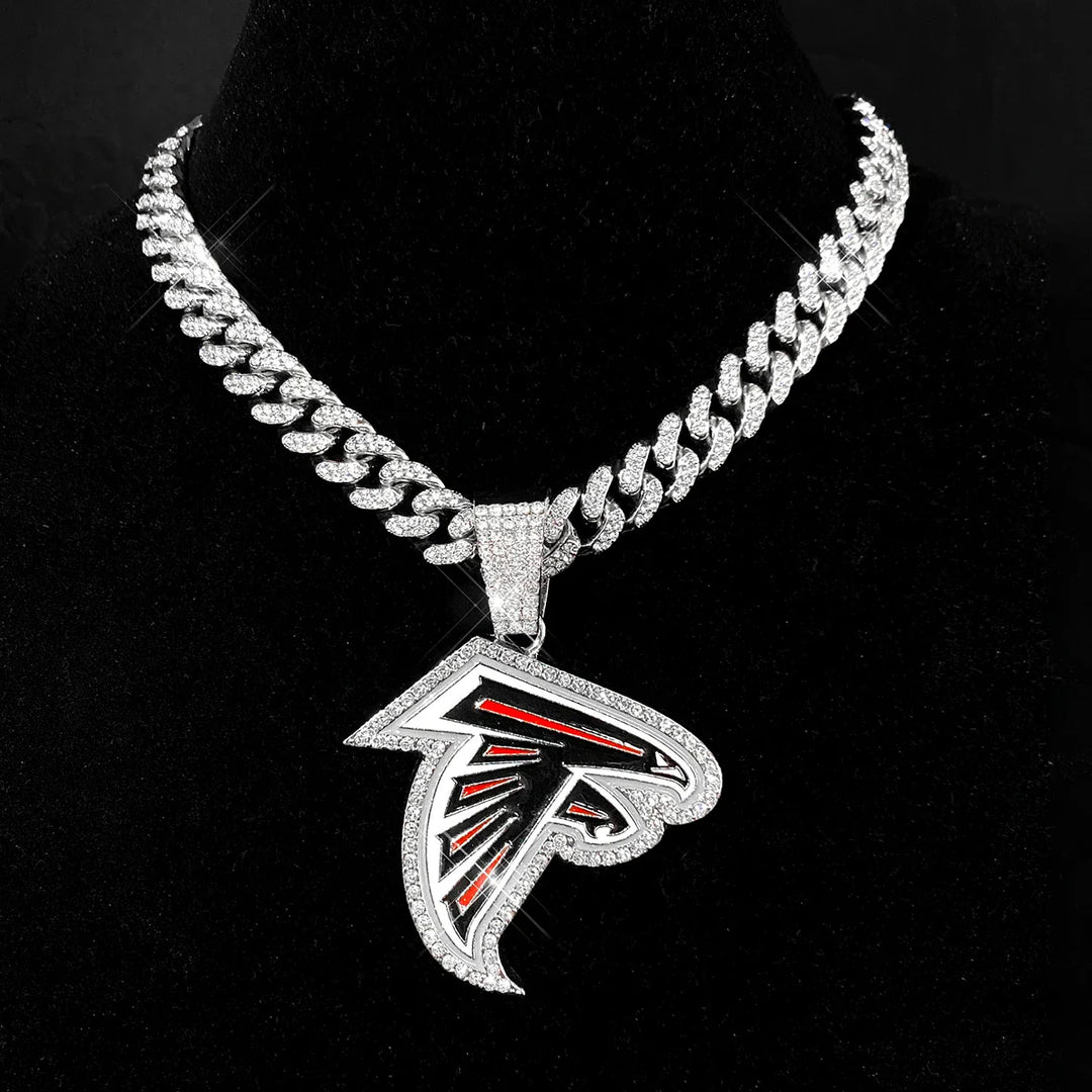 Sport-LOGO-Anhänger Halskette mit Iced Out Cuban Chains für Fußballfans