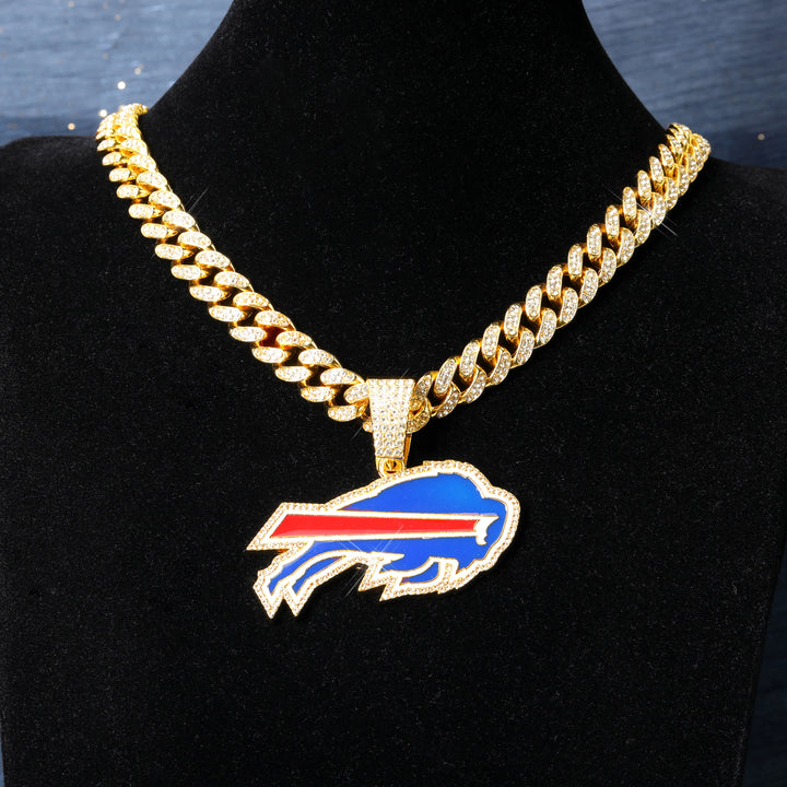 Sport-LOGO-Anhänger Halskette mit Iced Out Cuban Chains für Fußballfans