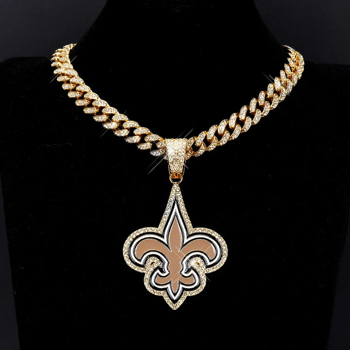 Sport-LOGO-Anhänger Halskette mit Iced Out Cuban Chains für Fußballfans