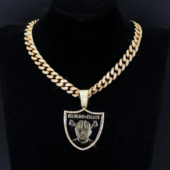 Sport-LOGO-Anhänger Halskette mit Iced Out Cuban Chains für Fußballfans