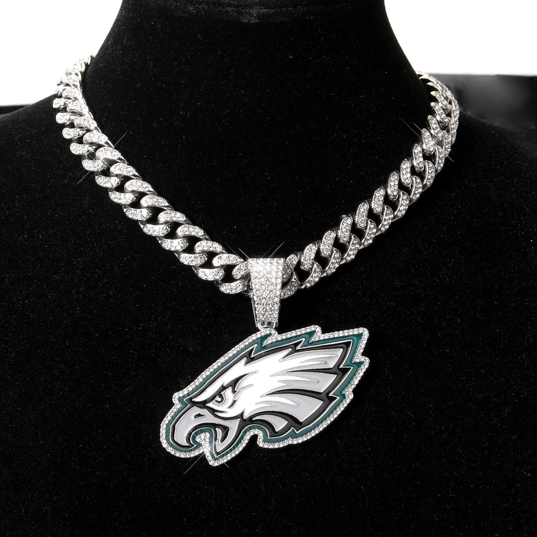 Sport-LOGO-Anhänger Halskette mit Iced Out Cuban Chains für Fußballfans