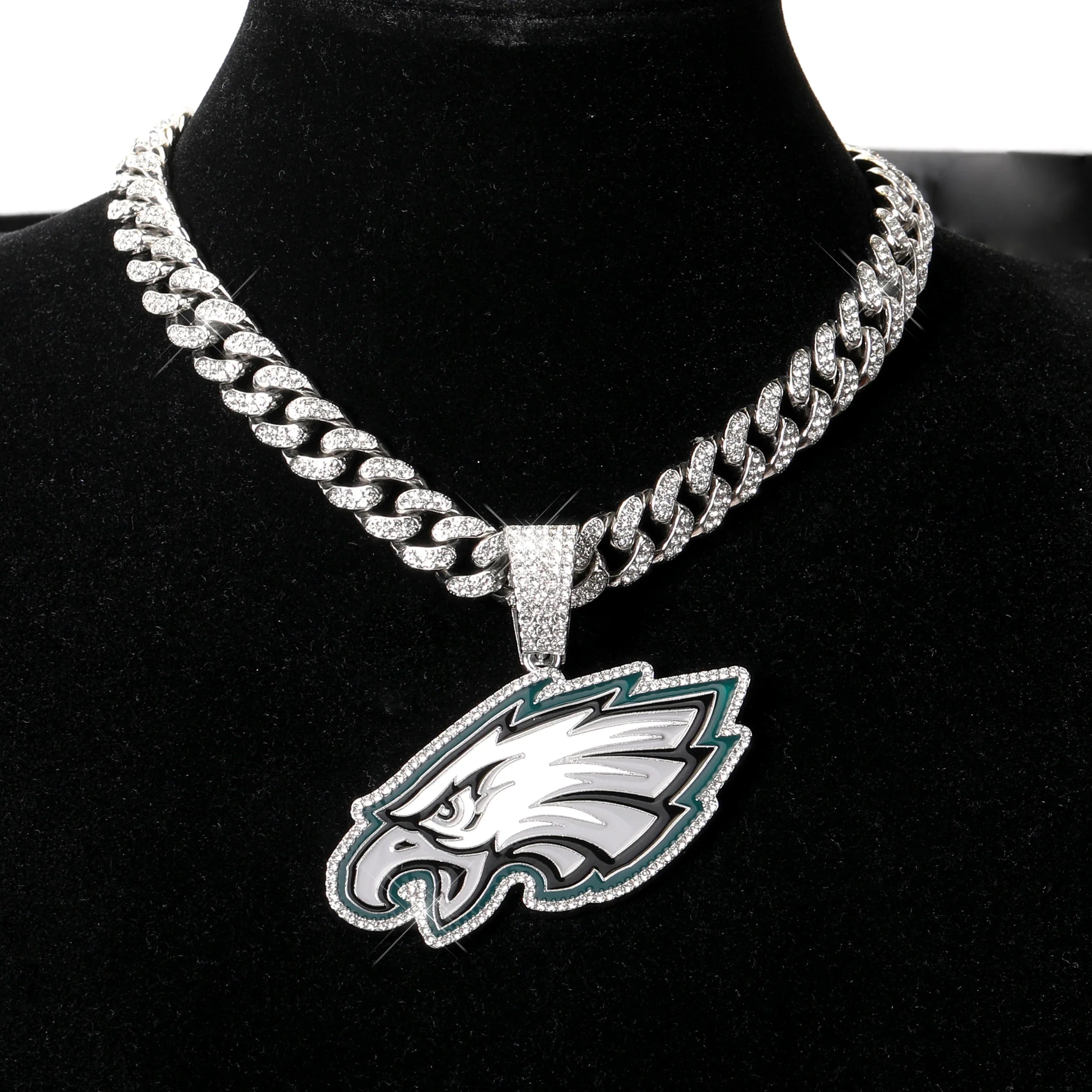 Collier Pendentif LOGO Sport avec Chaînes Cubaines Bling Bling pour les Fans de Football