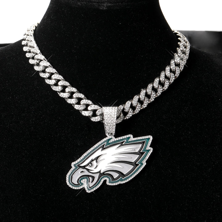 Sport-LOGO-Anhänger Halskette mit Iced Out Cuban Chains für Fußballfans