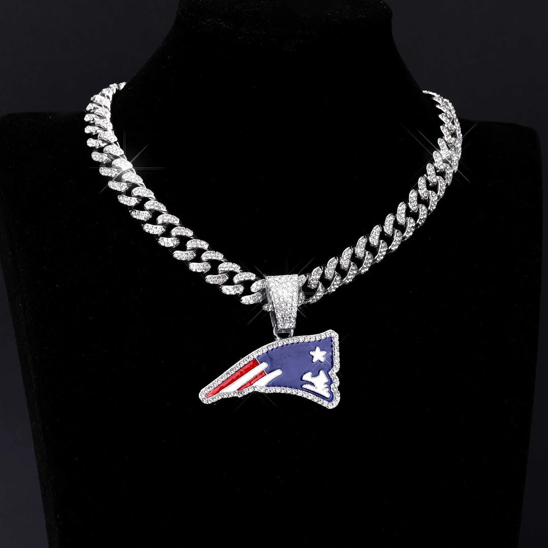 Sport-LOGO-Anhänger Halskette mit Iced Out Cuban Chains für Fußballfans