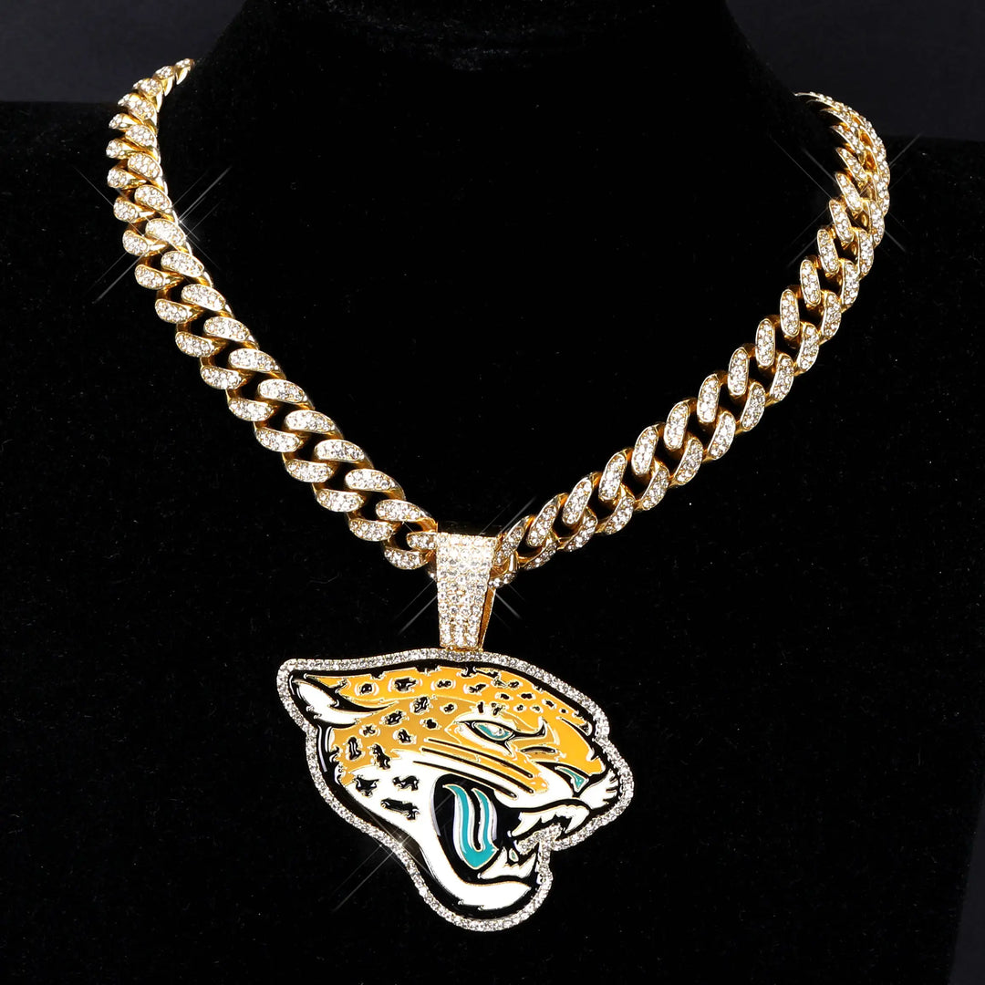Sport-LOGO-Anhänger Halskette mit Iced Out Cuban Chains für Fußballfans