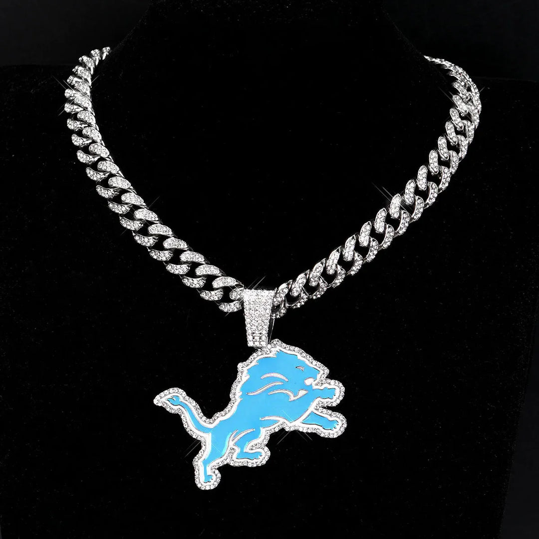 Sport-LOGO-Anhänger Halskette mit Iced Out Cuban Chains für Fußballfans