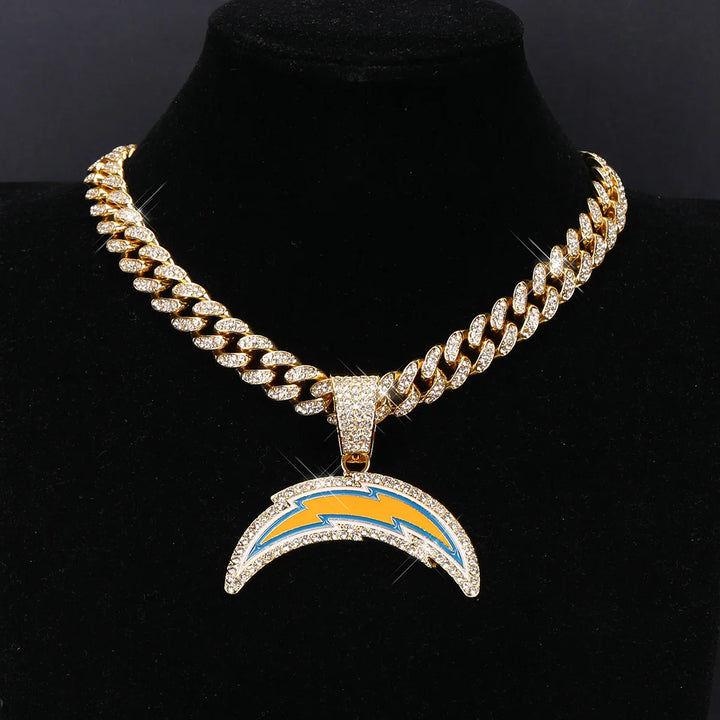 Sport-LOGO-Anhänger Halskette mit Iced Out Cuban Chains für Fußballfans