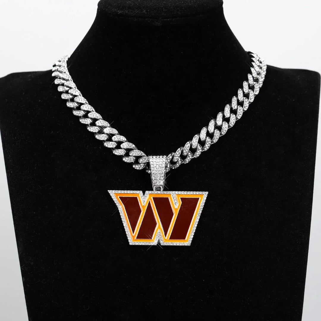 Sport-LOGO-Anhänger Halskette mit Iced Out Cuban Chains für Fußballfans